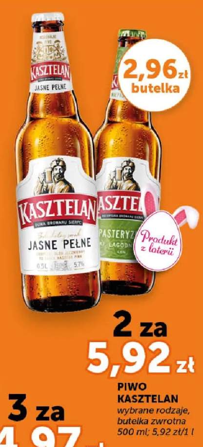 Piwo Kasztelan wybrane rodzaje, butelka zwrotna