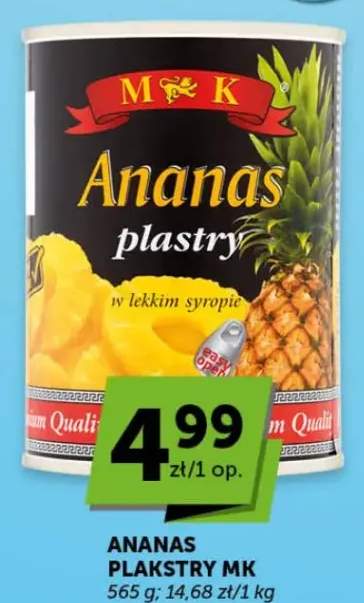 Ananas plastry w lekkim syropie