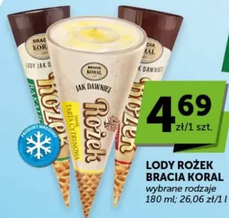 Lody rożek wybrane rodzaje