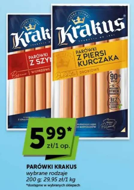 Parówki Krakus z piersi kurczaka drobiowe